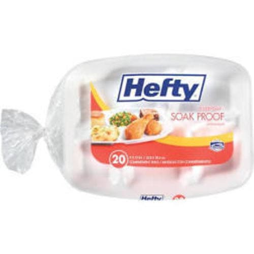 Hefty Everyday Compartment White Foam Plates