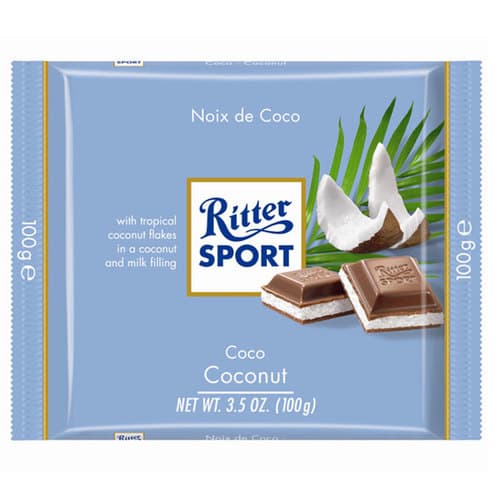 Ritter Sport Coconut Milk Chocolate Candy Bar