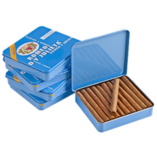 Cigar Romeo Y Julieta Mini Mild Blue Cigarillos Box Of Five Tin 20pk