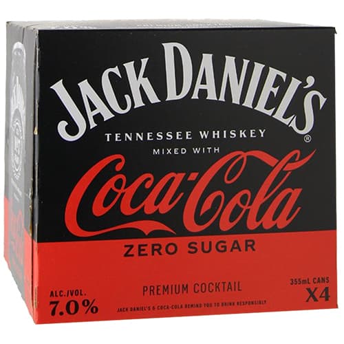 Jack Daniels Cocktails • Jack & Coke Zero 4pk-12oz