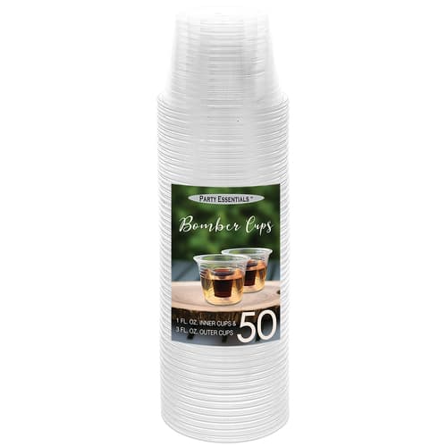 Party Essentials Soft Plastic Bomber Cup  3 oz With 1 oz Inner Shot