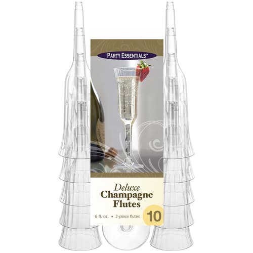 Party Essentials Deluxe Plastic Champagne Flute  6 oz 2 Pc