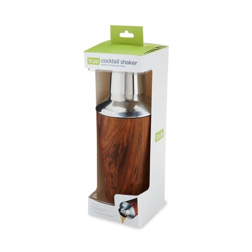 True • Cocktail Shaker Wood Finish Stainless Steel