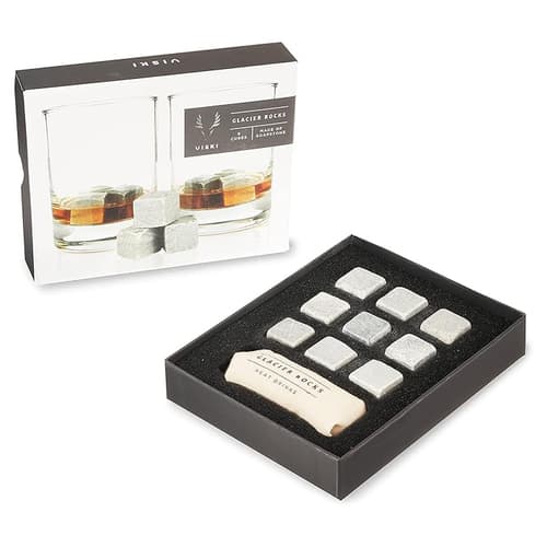 Viski Glacier Rocks Soapstone Chilling Cubes With Storage Pouch