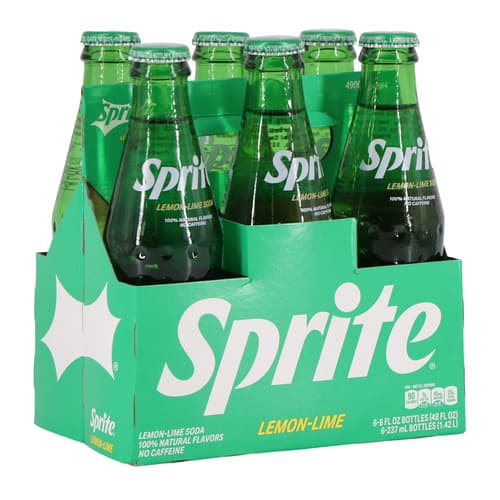Sprite • Usa Cane Sugar 8 oz 6 Pack Glass Bottles