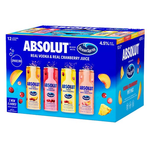Absolut + Ocean Spray Cocktails Variety Pack 12pk