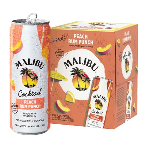 Malibu Cocktails • Peach Rum Punch 4pk-12oz