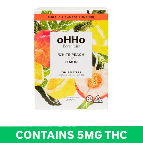 Ohho White Peach and Lemon Seltzer 5mg Delta 9 • 4pk Can