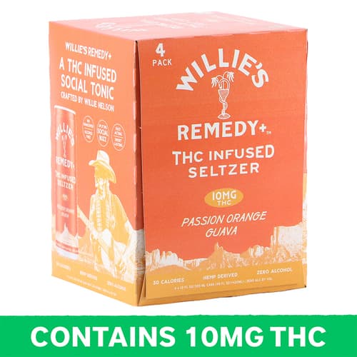 Willie's Remedy Passionfruit Orange Guava Seltzer 10mg Delta 9 4pk Can
