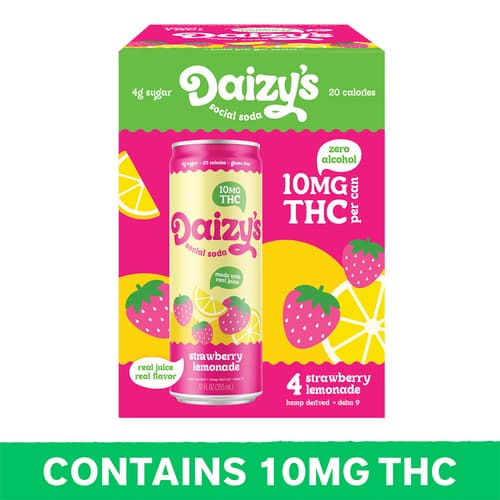 Daizy's Social Strawberry Lemonade Soda 10mg Delta 9 4pk Can