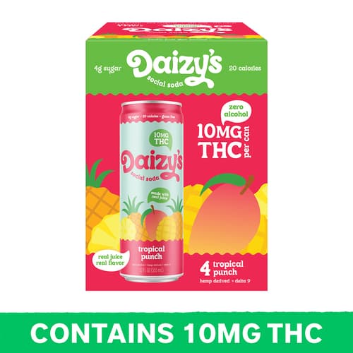 Daizy's Social Tropical Punch Soda 10mg Delta 9 4pk Can