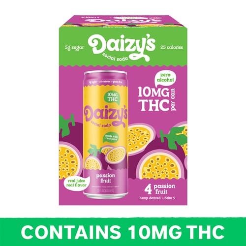 Daizy's Social Passionfruit Soda 10mg Delta 9 4pk Can