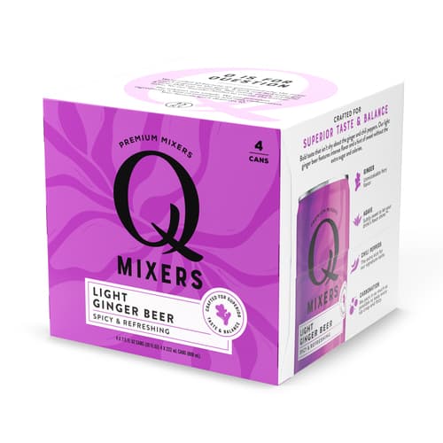 Q Drinks • Light Ginger Beer Slim Can 7.5oz 4pk